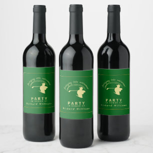 Étiquette Pour Bouteilles De Vin Retraite Golf Party Classic Green Golden Player
