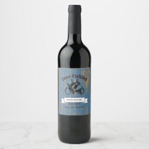 Étiquette Pour Bouteilles De Vin Retraite Parti Pêcher Bois Rustique Retraité