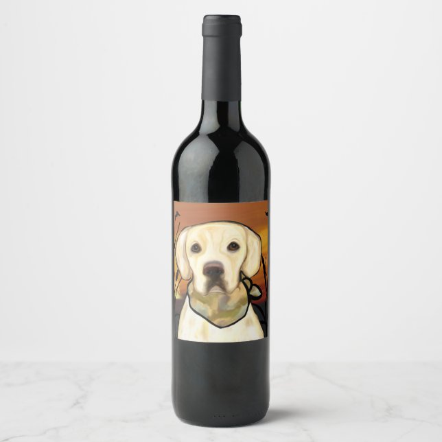 Étiquette Pour Bouteilles De Vin Retriever du Labrador (Devant)