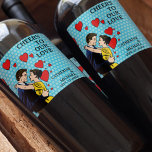 Étiquette Pour Bouteilles De Vin Retro 70's Pop Art Comic Book Romantic Fun Mariage<br><div class="desc">Voici notre nouveau design mariage, parfait pour les couples qui veulent intégrer leur amour pour la bande dessinée et le pop art à leur grand jour ! Notre thème rétro mariage est inspiré par le style des années 70, avec une touche moderne qui fera de votre journée un moment unique....</div>
