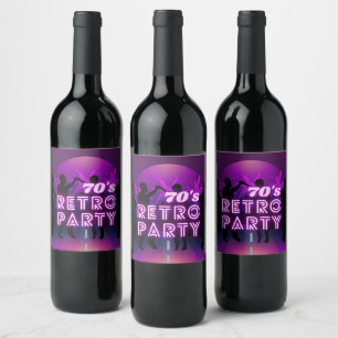 Étiquette Pour Bouteilles De Vin Retro 80 s Disco Dance Party Neon Purple Funky
