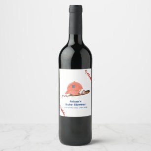 Étiquette Pour Bouteilles De Vin Rétro Garçon Frappeur de Baseball Bébé Shower 