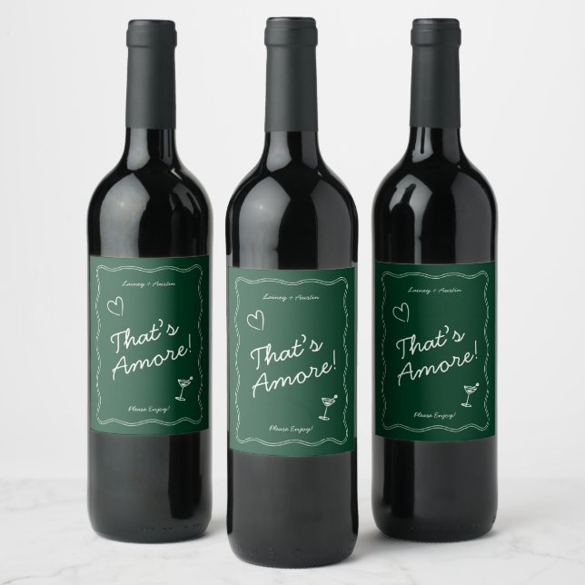 Étiquette Pour Bouteilles De Vin Rétro Green Handwriting C'est plus Mariage (Bouteilles)