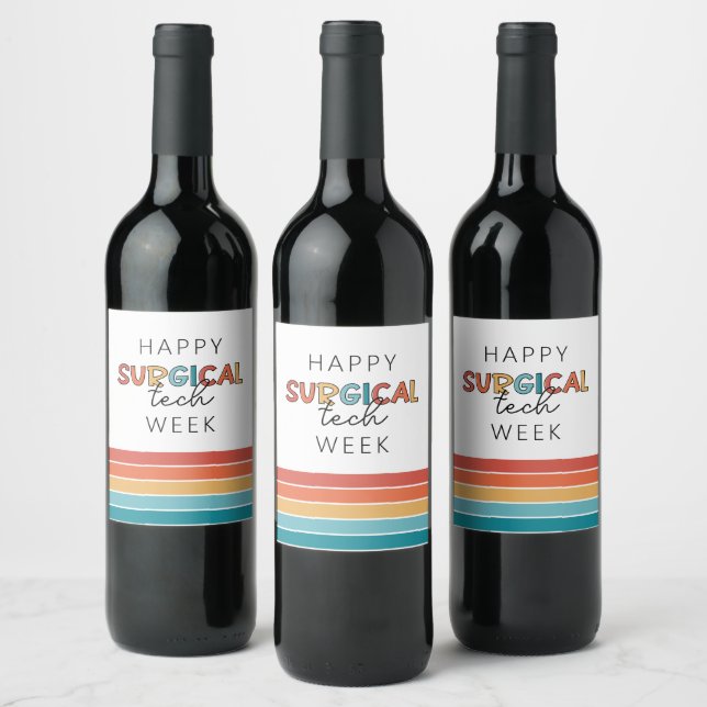 Étiquette Pour Bouteilles De Vin Retro Happy Surgy Tech Week (Bouteilles)