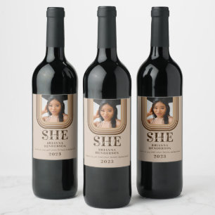 Étiquette Pour Bouteilles De Vin Rétro Moderne Marron et Neutre pour la Remise des