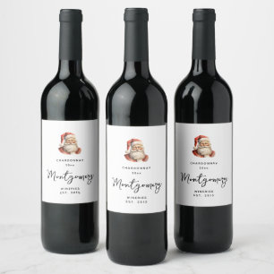 Étiquette Pour Bouteilles De Vin Rétro Noël Santa Claus Vin