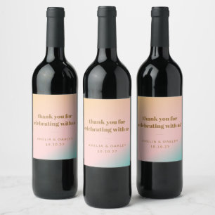 Étiquette Pour Bouteilles De Vin Retro Pastel Gradient Mariage unique personnalisé