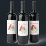 Étiquette Pour Bouteilles De Vin Rétro Vintage Jolly Santa Claus de Christmas<br><div class="desc">Une bouteille de vin étiquette avec une photo festive rétro. Le vieux Père Noël Jolly avec ses joues rousses et son sourire chaleureux et amical. Un peu de nostalgie de l'ancienne école pour les vieux temps,  cette image rappelle les souvenirs des célébrations du passé de Noël.</div>