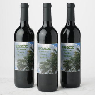 Étiquette Pour Bouteilles De Vin Réunion de famille tropicale Palmiers Vacances d'é