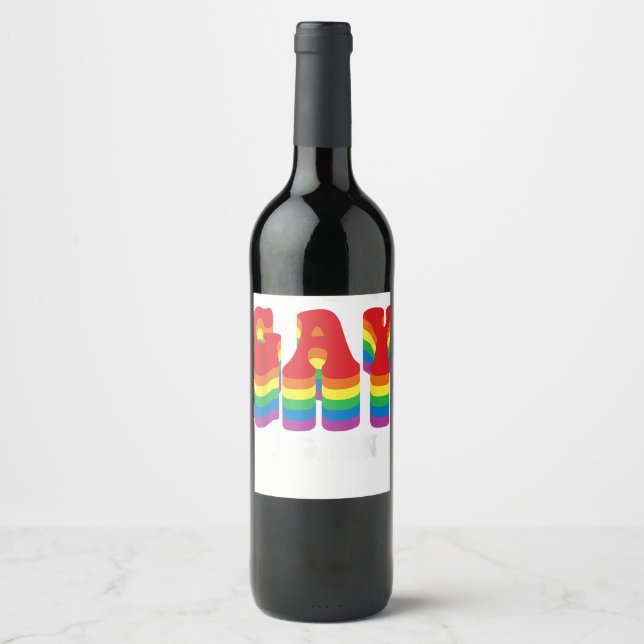 Étiquette Pour Bouteilles De Vin Réveillé gay à nouveau Design pour une fierté gay  (Devant)