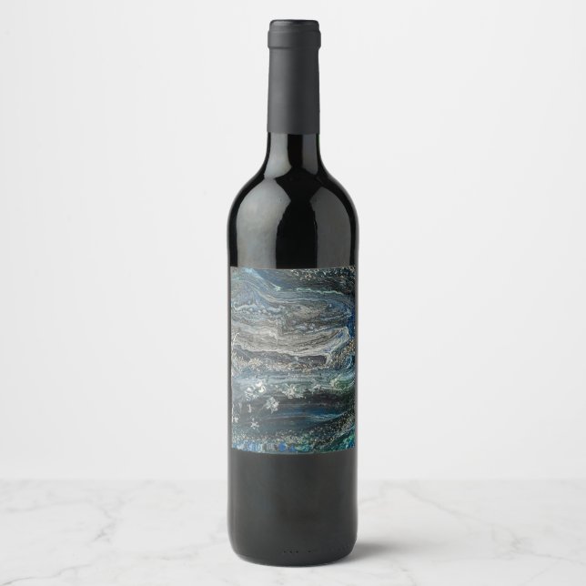 Étiquette Pour Bouteilles De Vin Rêves de la peinture abstraite Ocean'20 (Devant)