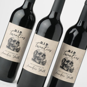 Étiquette Pour Bouteilles De Vin RIP Vingt ans Vintage Ski Martini fête d'anniversa