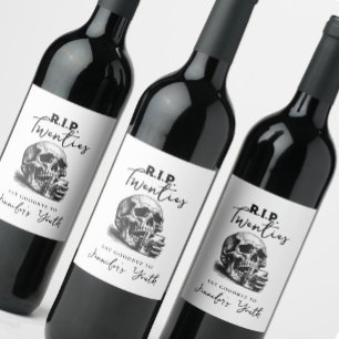 Étiquette Pour Bouteilles De Vin RIP Vingt ans Vintage Ski Martini fête d'anniversa