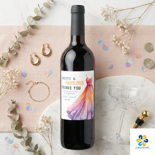 Étiquette Pour Bouteilles De Vin Robe Aquarelle 30e Anniversaire Élégante & Féminin