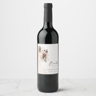 Étiquette Pour Bouteilles De Vin Robe de mariée blanche élégante Boho Shower de mar