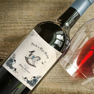 Étiquette Pour Bouteilles De Vin Rock a Bye Baby Baby shower gothique