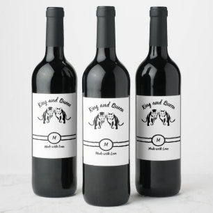 Étiquette Pour Bouteilles De Vin Rois noirs et reines Lion noir Lion et lionne
