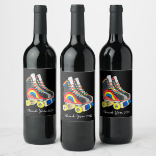 Étiquette Pour Bouteilles De Vin Rollerskates art des années quatre-vingts