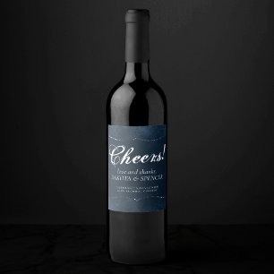 Étiquette Pour Bouteilles De Vin Romance de la marine de minuit Blue Satiny Grung