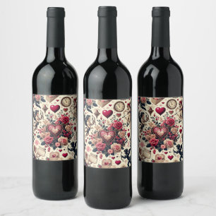 Étiquette Pour Bouteilles De Vin Romance intemporelle : un classique de la Saint-Va