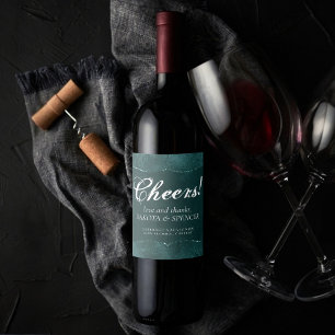 Étiquette Pour Bouteilles De Vin Romance Turquoise de minuit Satiny Grunge Damask