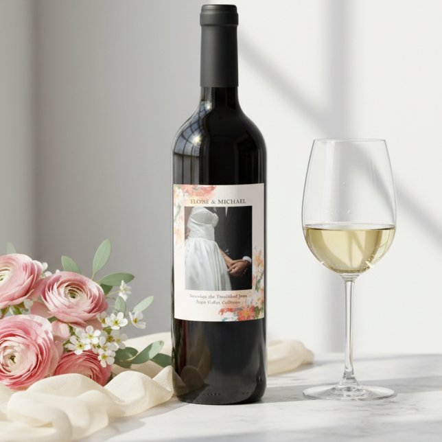 Étiquette Pour Bouteilles De Vin Romantic Blush Painted Floral Wedding (Romantic Blush Painted Floral Wedding Wine Label)