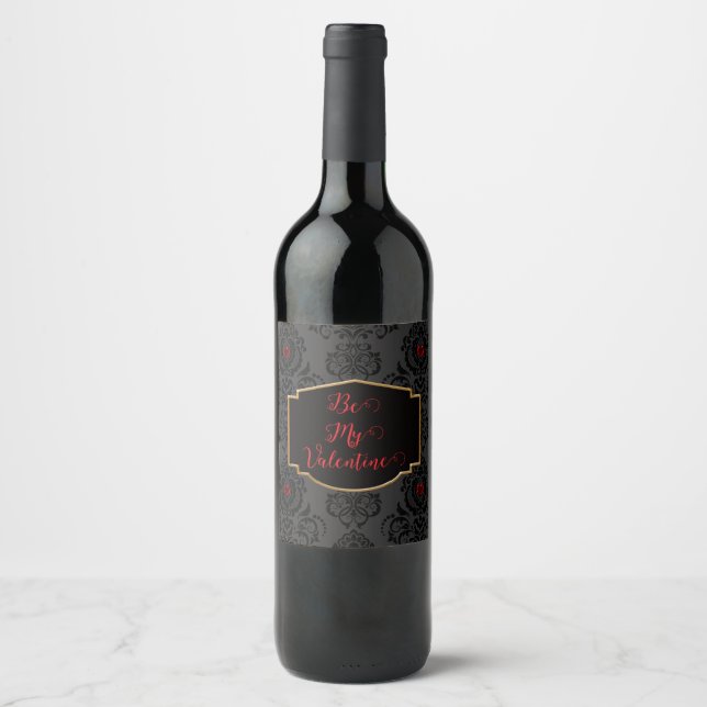 Étiquette Pour Bouteilles De Vin Romantic Goth Valentine  (Devant)