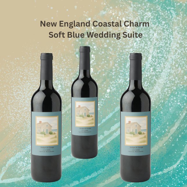 Étiquette Pour Bouteilles De Vin Romantique Cape Cod Destination côtière Mariage (Créateur téléchargé)