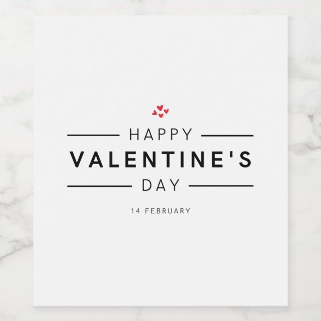 Étiquette Pour Bouteilles De Vin Romantique Moderne Février 14 Bonne Saint Valentin (Étiquettes simples)