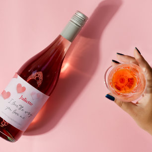 Étiquette Pour Bouteilles De Vin Romantique rose et coeur rouge Saint Valentin