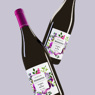 Étiquette Pour Bouteilles De Vin Romantique violet Mariage Étiquette de vin