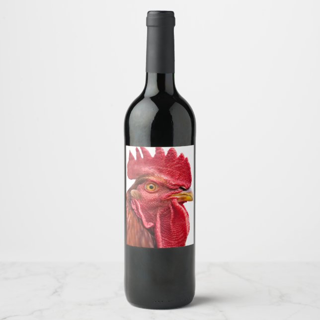 Étiquette Pour Bouteilles De Vin Rooster Face (Devant)