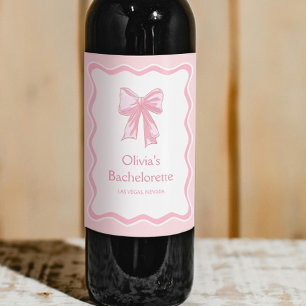 Étiquette Pour Bouteilles De Vin Rose en train de nouer le nœud Bachelorette