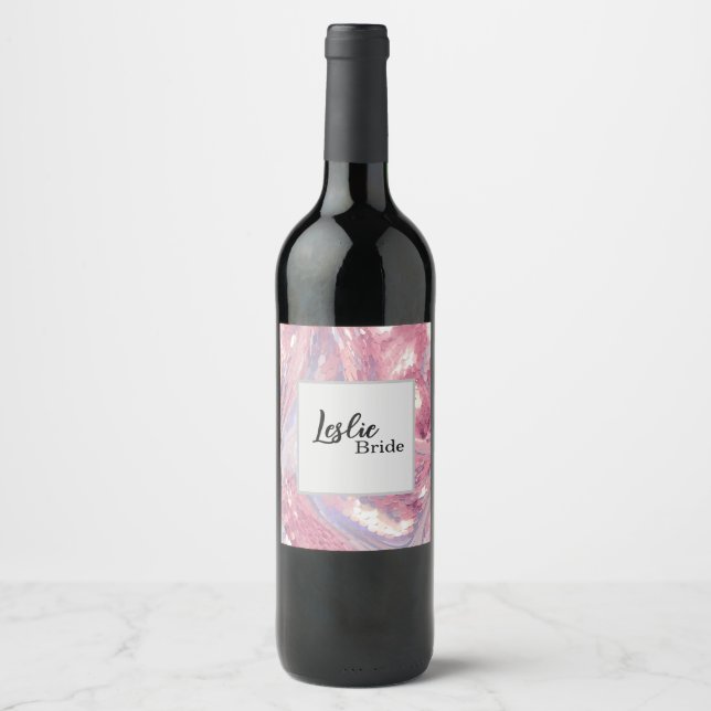 Étiquette Pour Bouteilles De Vin Rose et sequin violet iridescent (Devant)