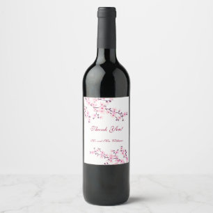 Étiquette Pour Bouteilles De Vin Rose Fleur de Cerisier Rose Blanc Mariage Personna