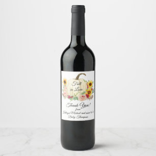 Étiquette Pour Bouteilles De Vin Rose floue Tournesol Citrouille de l'automne Baby