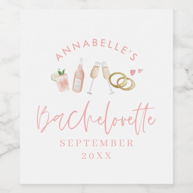 Étiquette Pour Bouteilles De Vin Rose girly moderne Sparkling Wine stylorette (Étiquettes simples)