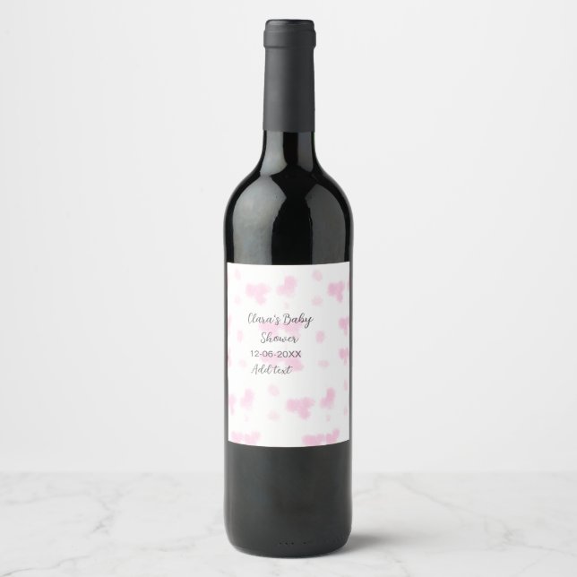 Étiquette Pour Bouteilles De Vin Rose mignon baby shower aquarelle moderne dat (Devant)