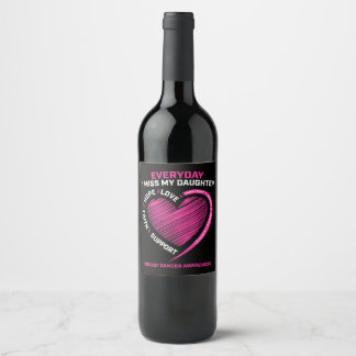 Étiquette Pour Bouteilles De Vin Rose mignon Mémoire Amour Fille Cancer du sein Awa