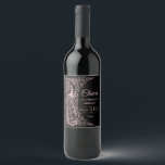 Étiquette Pour Bouteilles De Vin Rose or marbre Art déco Peacock Mariage<br><div class="desc">Design unique avec un mélange de paons d'art déco d'or imitation rose à l'ancienne et une approche graphique audacieuse et moderne, sur un arrière - plan en marbre noir. Utilisez l'outil Personnaliser pour ajouter vos informations. Pour les articles correspondants, visitez, s'il vous plaît, ma collection Rose de peacocks en marbre...</div>