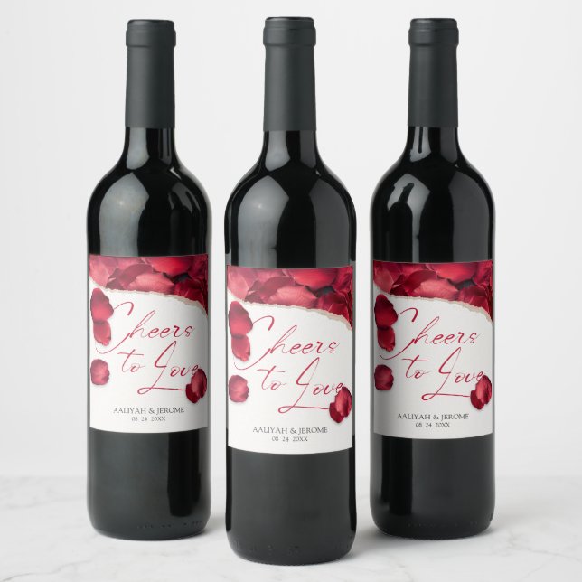Étiquette Pour Bouteilles De Vin Rose Petals Wedding Wine Lable (Bouteilles)
