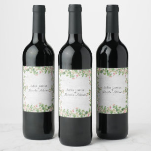 Étiquette Pour Bouteilles De Vin Rose Rose Vieux Mur Vintage Style Mariage Journal