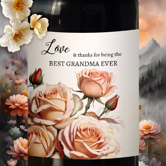 Étiquette Pour Bouteilles De Vin Rose Roses Grand-mère