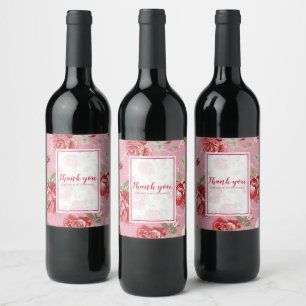 Étiquette Pour Bouteilles De Vin Rose rouge avec blanc arrière - plan imprimer vin