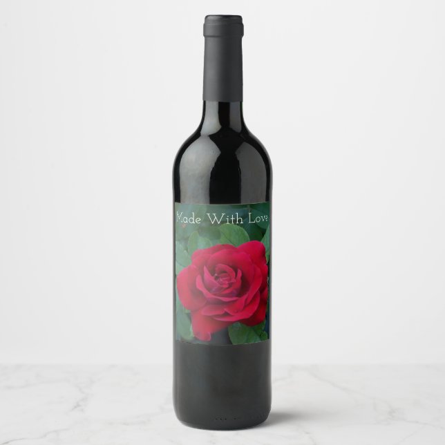 Étiquette Pour Bouteilles De Vin Rose rouge proche (Devant)