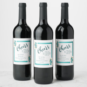Étiquette Pour Bouteilles De Vin Rose turquoise et Turquoise Élégant Étiquette de v