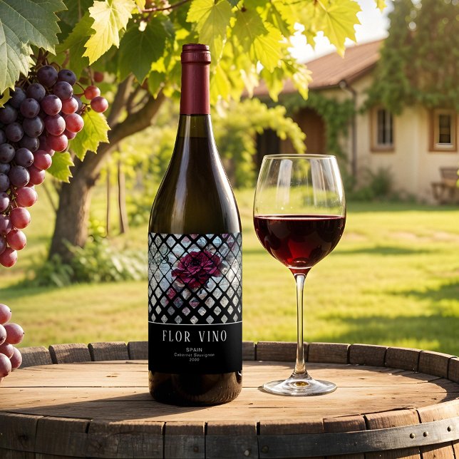 Étiquette Pour Bouteilles De Vin Rose victorien Ephemera Floral (Créateur téléchargé)