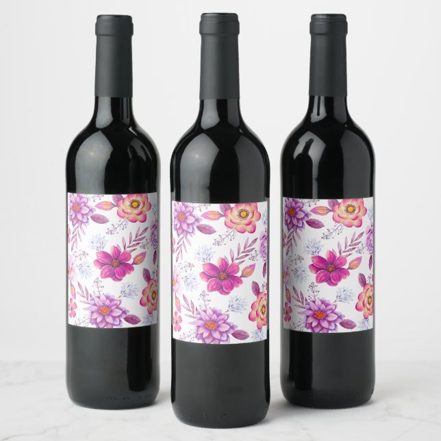 Étiquette Pour Bouteilles De Vin Rose violette (Bouteilles)
