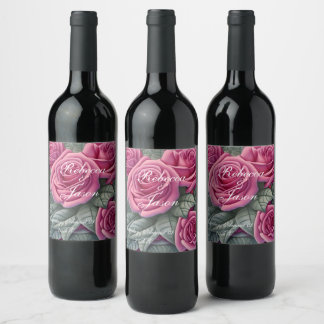 Étiquette Pour Bouteilles De Vin Roses de mariage rose pastel délicat