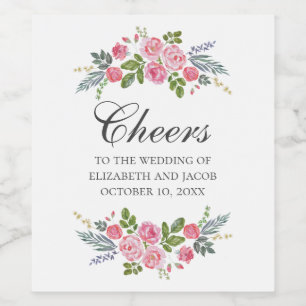 Étiquette Pour Bouteilles De Vin Roses roses. calligraphie mariage vintage florale